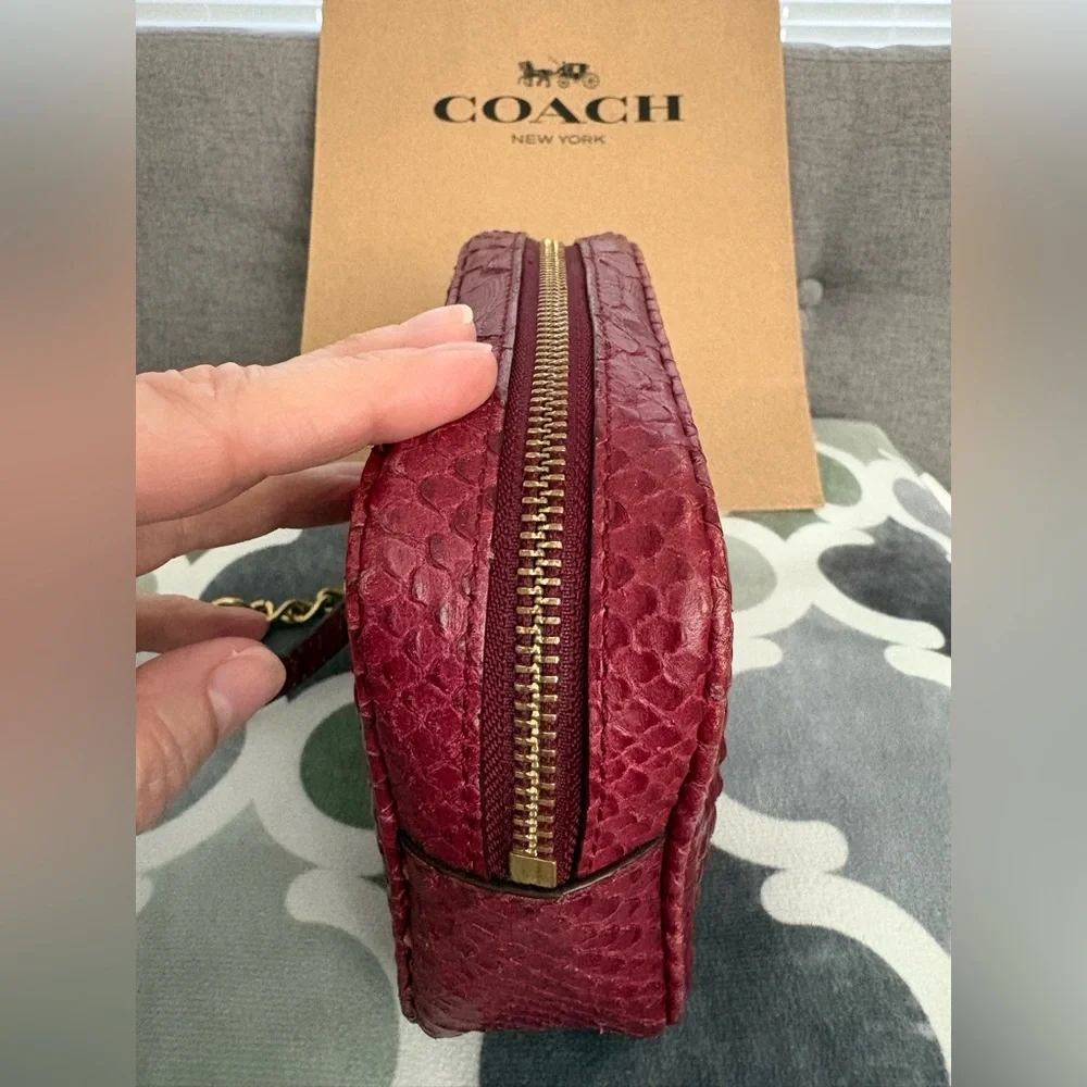 Coach Red Embossed Leather Wristlet - Picture 7 of 9